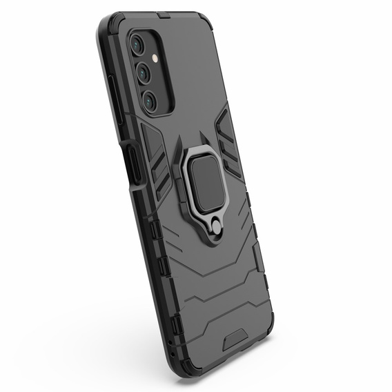 Zestaw Etui do Samsung Galaxy A04S / A13 5G, pancerne KickStand z ringiem, czarne + Szkło