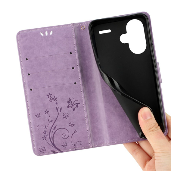Etui z klapką do Xiaomi Redmi Note 13 Pro+, Butterfly, fioletowe