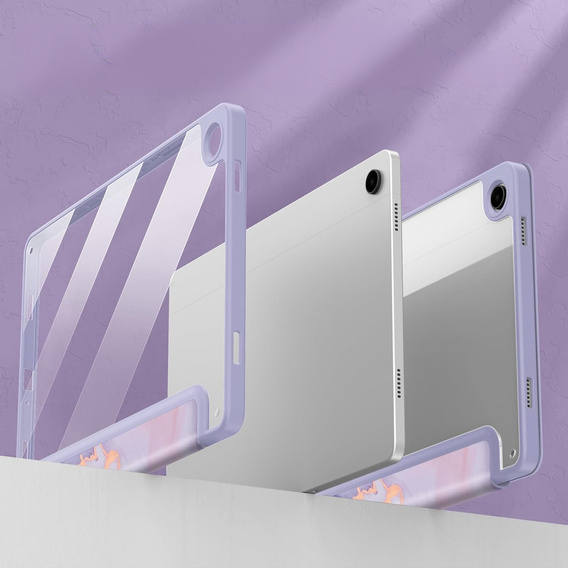 Stylowe etui do Samsung Galaxy Tab A9+ – Smartcase Hybrid Marble fioletowe