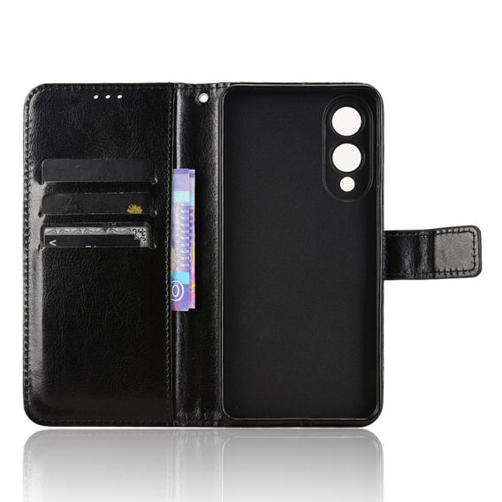 Etui z klapką do Samsung Galaxy S25 Edge, Crazy Horse Wallet, czarne