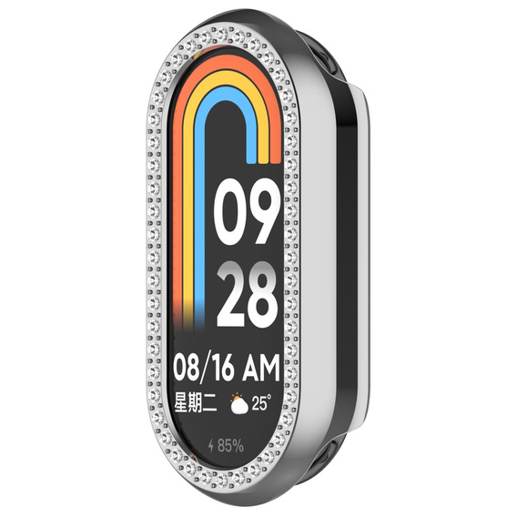 Etui z Diamentami do Xiaomi Smart Mi Band 9, Srebrne