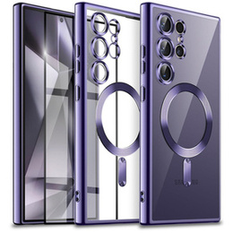 Etui do Samsung Galaxy S24 Ultra, Electro MagSafe, fioletowe + Szkło Full Glue Ceramic