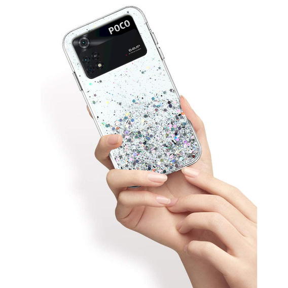 Etui do Xiaomi Poco M4 Pro 4G, Glittery, srebrne