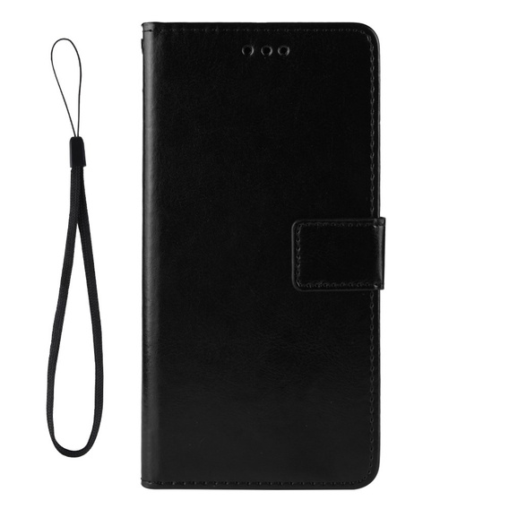 Etui z klapką do Oppo A16, Crazy Horse Wallet, czarne