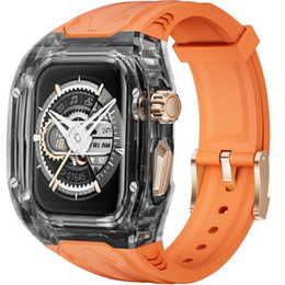 Pasek Silikonowy z Etui do Apple Watch 4/5/6/7/8/9/SE 44/45MM, Pomarańczowy / Czarny