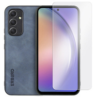 Zestaw Etui do Samsung Galaxy A54 5G, ERBORD Business, z blaszką do uchwytów samochodowych, Niebieskie + szkło