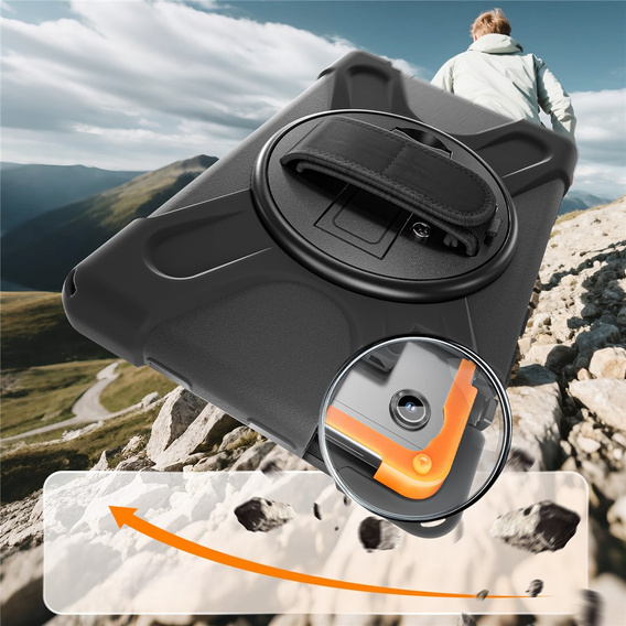 Pancerne etui do Samsung Galaxy Tab A11, z podstawką i paskiem na ramię – czarne