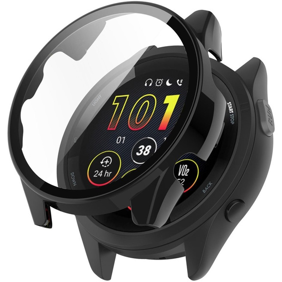 2w1 Etui + Szkło Hartowane do Garmin Forerunner 265, Czarne
