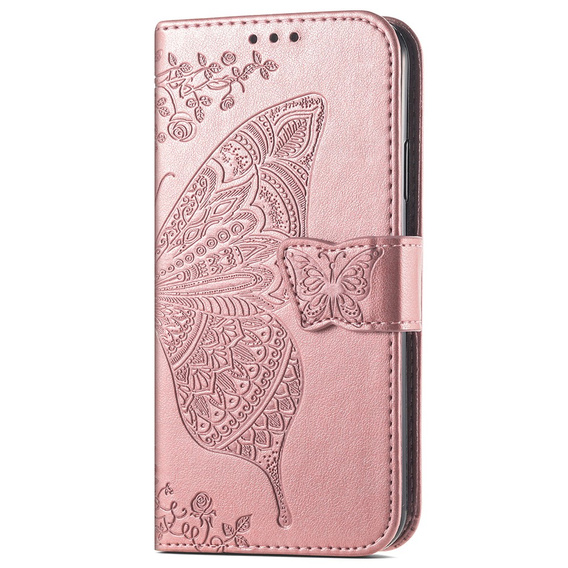 Etui z klapką do Xiaomi 14T Pro, Butterfly, różowe rose gold