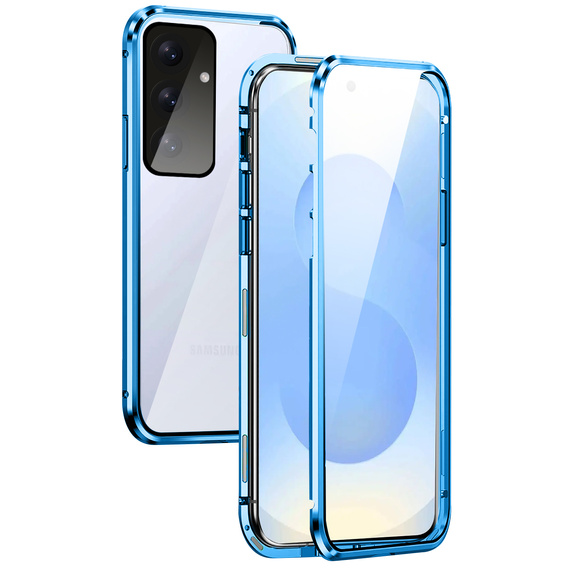 Etui do Samsung Galaxy S25, Magnetic Dual Glass, niebieskie