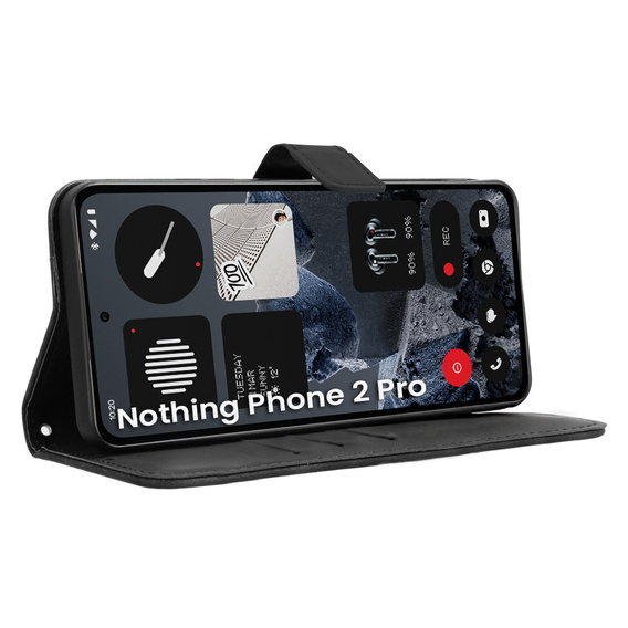 Etui z klapką do CMF Nothing Phone 2 Pro, Crazy Horse Wallet, czarne