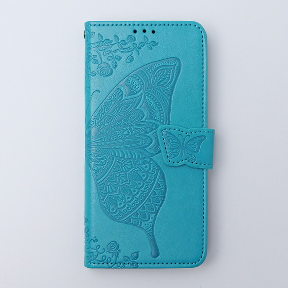 Zestaw Etui z klapką do Xiaomi 13T / 13T Pro, Motyl, niebieskie + Szkło 