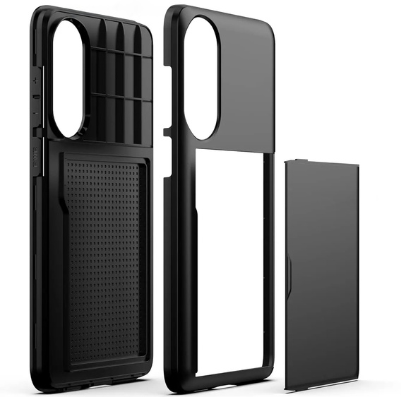 Etui do Samsung Galaxy S25 Edge, Sliding Card Holder, czarne