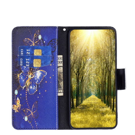 Etui z klapką do Xiaomi Redmi Note 13 Pro 5G, Wallet, Butterflies fioletowe