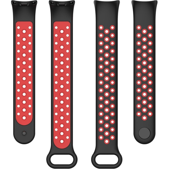 Pasek Silikonowy do Xiaomi Smart Band 10 / 9 / 8, Czarny / Czerwony
