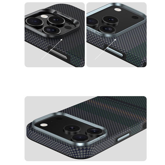 Etui BENKS Kevlar do iPhone 17 Pro Max, Magnetic Armor Pro Aurora 600D C070, do MagSafe, zielone
