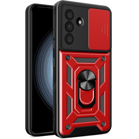 Etui pancerne do Samsung Galaxy A56 5G, CamShield Slide, czerwone + Szkło Hartowane 9H