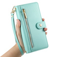 Etui z klapką do Realme 14 Pro+ 5G, Wallet Zipper Pocket, miętowe
