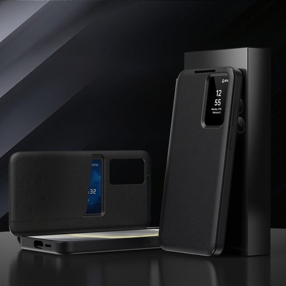 Etui z klapką do Samsung Galaxy S22 Ultra, Smart View Wallet, czarne