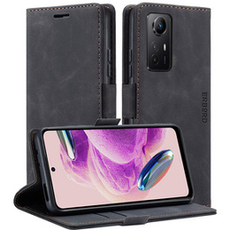 Etui do Xiaomi Redmi Note 12S, ERBORD Vintage portfel z klapką, czarne
