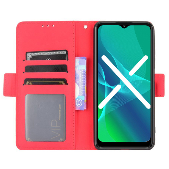 Etui z klapką do Motorola Moto E32 4G, Card Slot, czerwone