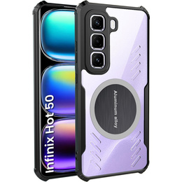 Etui do Infinix Hot 50 4G, z blaszką magnetyczne, przezroczyste / czarne