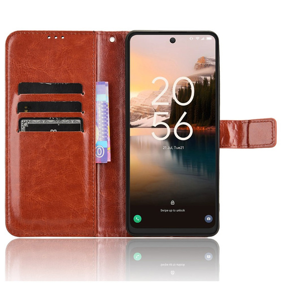 Etui z klapką do TCL 40 NxtPaper, Crazy Horse Wallet, brązowe