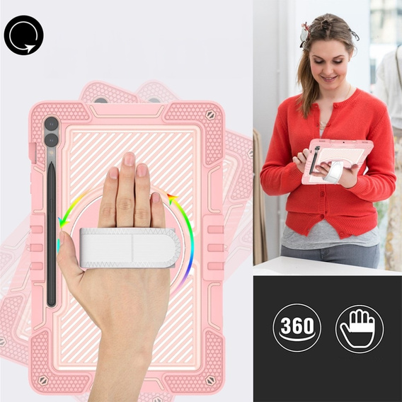 Etui dla dzieci do Samsung Galaxy Tab S9+, Pancerne Ochronne, Różowe