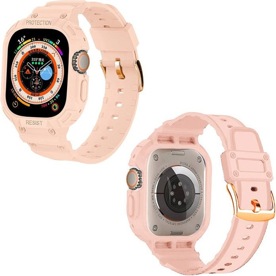 Pasek Silikonowy z Etui do Apple Watch Ultra 1/2/3 49mm, Różowy