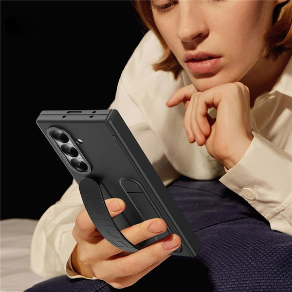 Czarne etui z uchwytem na dłoń do Samsung Galaxy Z Fold7 – pewny chwyt i wygoda