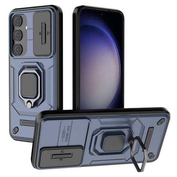 Etui KickStand Camera Lens do Samsung Galaxy S24, niebieskie
