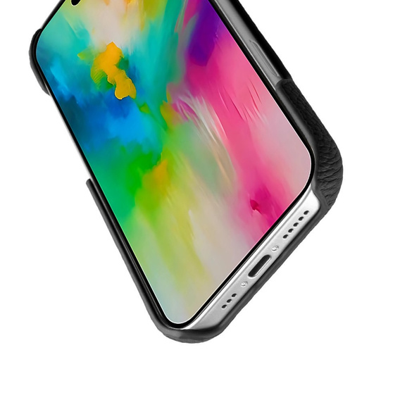 Etui MELKCO do iPhone 16 Pro Max, skórzane, czarne