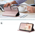 Etui z klapką do Samsung Galaxy S24 FE, Rhombus Crossbody Leather, różowe rose gold