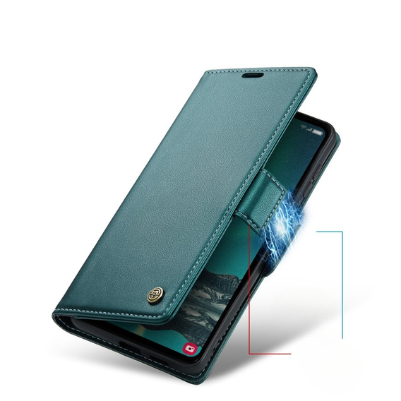 Etui z klapką do Samsung Galaxy S23 FE, CASEME Wallet, zielone + szkło 9H