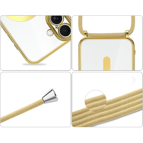 Etui do iPhone 17, Electro MagSafe, złote + Smycz