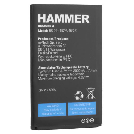 Oryginalna Bateria do myPhone Hammer 4 / Hammer 4+ 2000 mAh