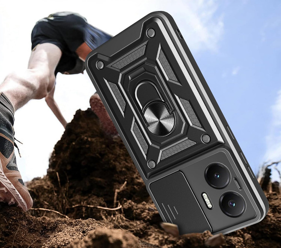 Etui pancerne do Xiaomi Poco F7, CamShield Slide, czarne