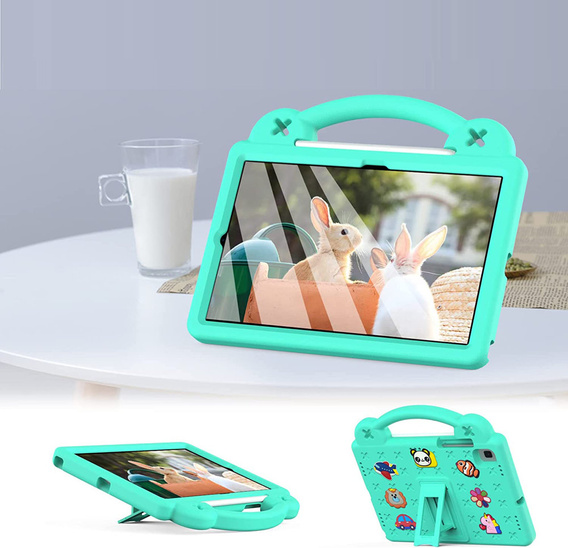 Etui do Samsung Galaxy Tab S6 Lite 10.4" 2020/2022/2024 / Tab A7 2020 T500 / T505 / Tab S6 T860/T865, Cute Patterns, z podstawką, Zielone