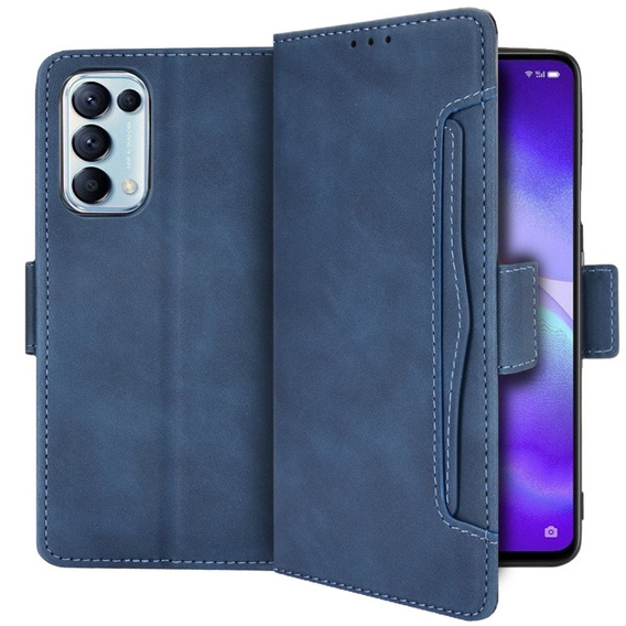 Etui z klapką do Oppo Reno 5 5G, Card Slot, niebieskie