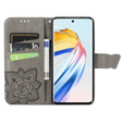 Etui z klapką do Honor Magic 6 Lite 5G, Butterfly, szare