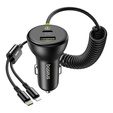 Baseus – Okrągła ładowarka samochodowa 60 W USB-A + USB-C + Lightning - czarna