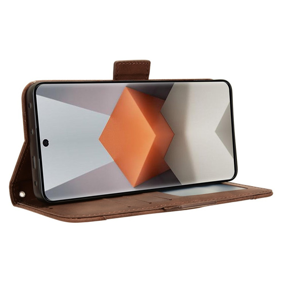 Etui z klapką do Xiaomi Redmi Note 13 Pro+, Card Slot, brązowe