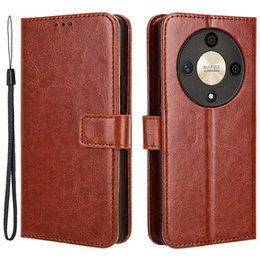 Etui z klapką do Honor Magic 6 Lite 5G, Crazy Horse Wallet, brązowe