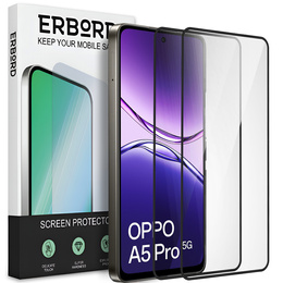 2x Szkło Hartowane do Oppo A5 Pro 5G, ERBORD 3D pełne, szybka na cały ekran