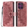 Etui portfelowe z motywem kwiatowym do Motorola Moto G56 5G – Różowe rose gold