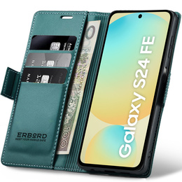 Etui do Samsung Galaxy S24 FE, ERBORD Glossy Litchi, portfel z klapką, zielone