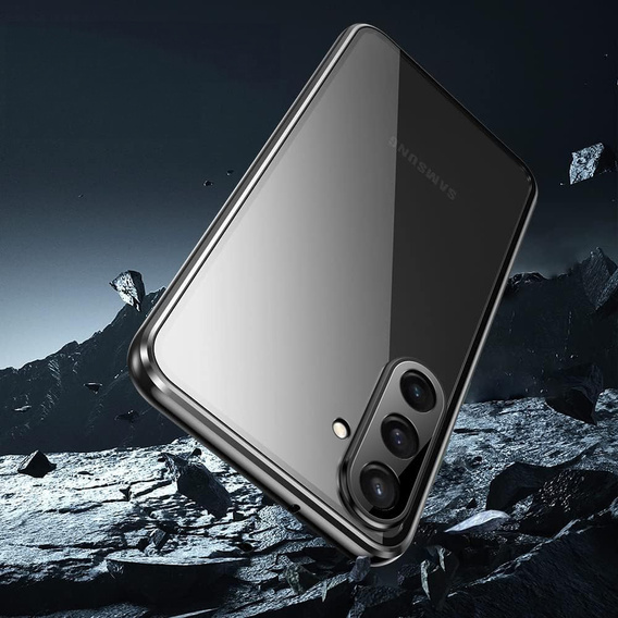 Etui do Samsung Galaxy A17 5G, Magnetic Dual Glass, przezroczyste z czarnymi rantami