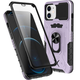 Etui Shockproof do iPhone 11, z osłoną na aparat i podstawką, fioletowe