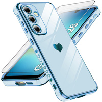 Etui do Samsung Galaxy A26, Electro heart, niebieskie + Szkło 9H