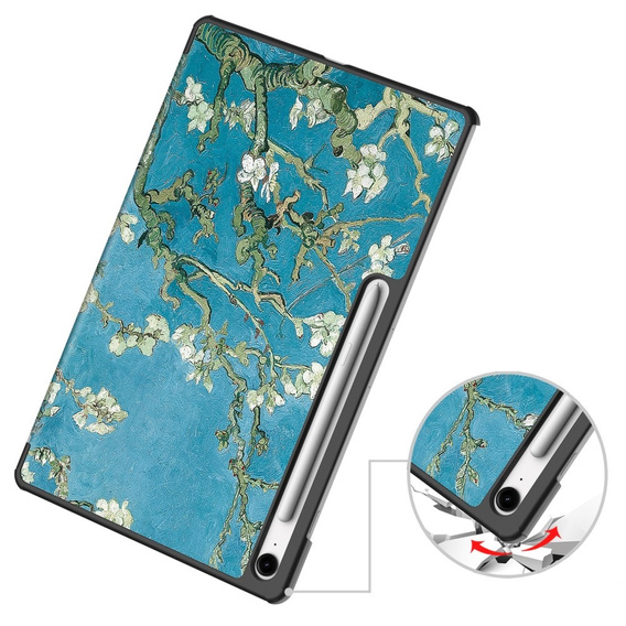 Etui z nadrukiem do Samsung Galaxy Tab S10 FE+ Plus – styl i ochrona w jednym - kwiaty moreli